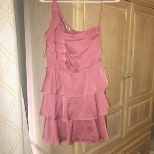 Just above the knee , beautiful pink dress